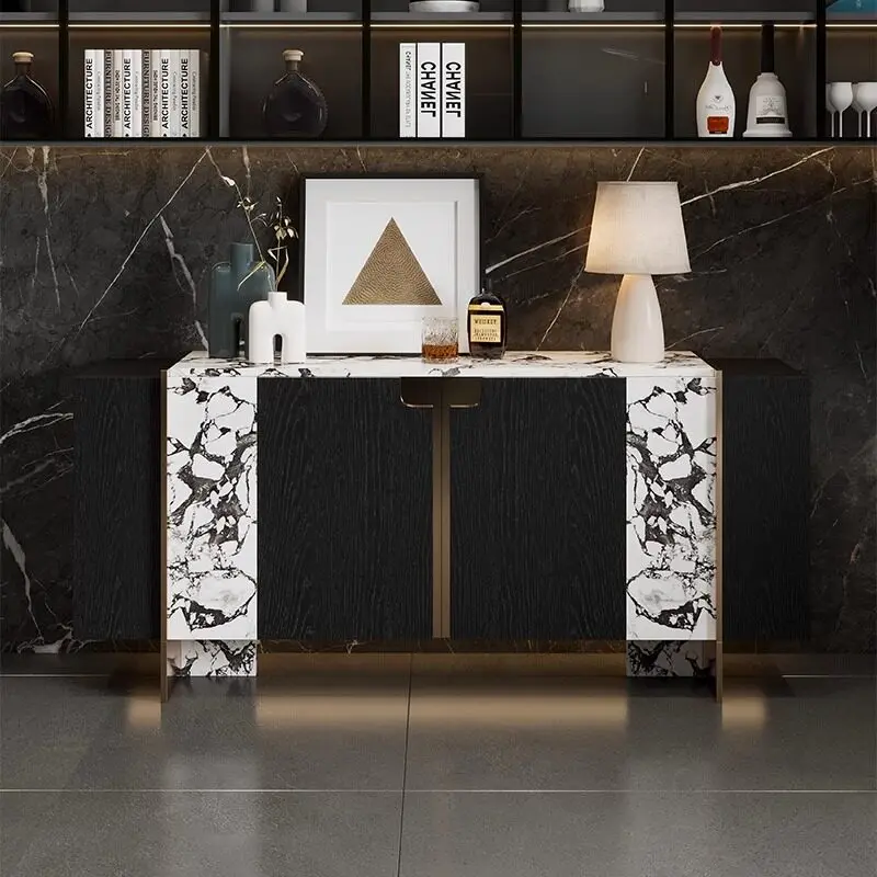 Italian light luxury solid wood sideboard, storage cabinet, high-end living room, storage cabinet, simple foyer entrance cabinet
