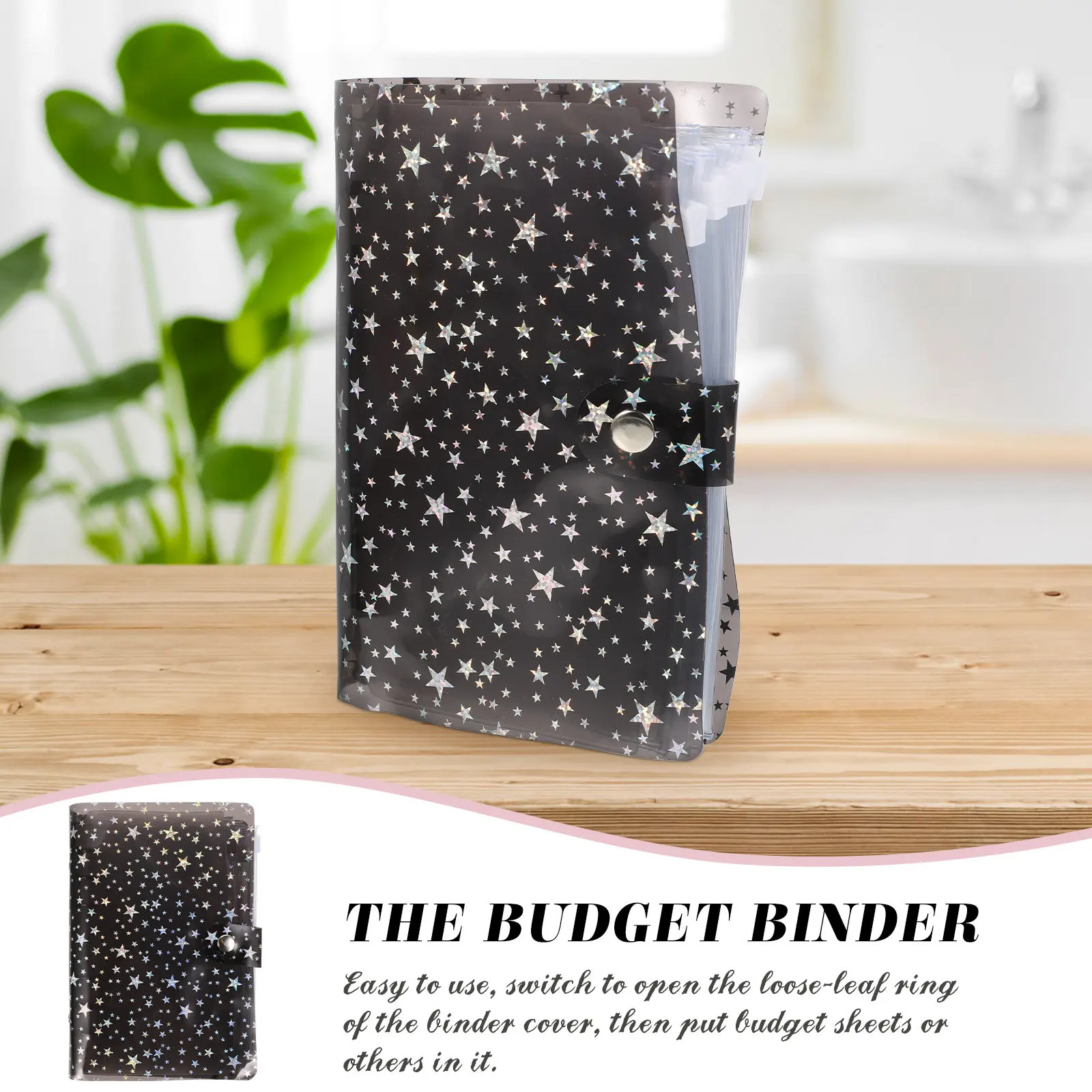 1Set Stylish Budget Binder with Pen Loops Buckle Closure Cash Envelopes Budget Wallet Uk Money Saver Binder for Receipts Cards