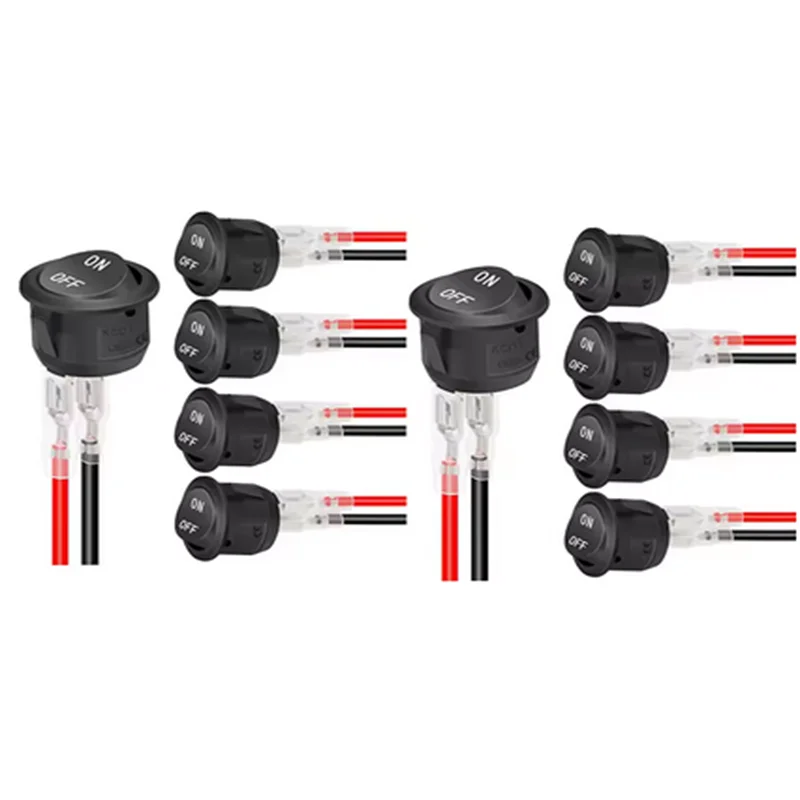 12V Ronde Tuimelschakelaar AC 6A/250V 10A/125V SPST 2 Pin 2 Positie Aan/uit Tuimelschakelaar voor Auto Boot Automotive RV Zwart