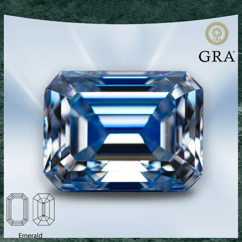 

Moissanite Stone Emerald Cut Ice Blue Color VVS1 with GRA Certificate for Gemstone Charms Advanced Jewelry Making Materials