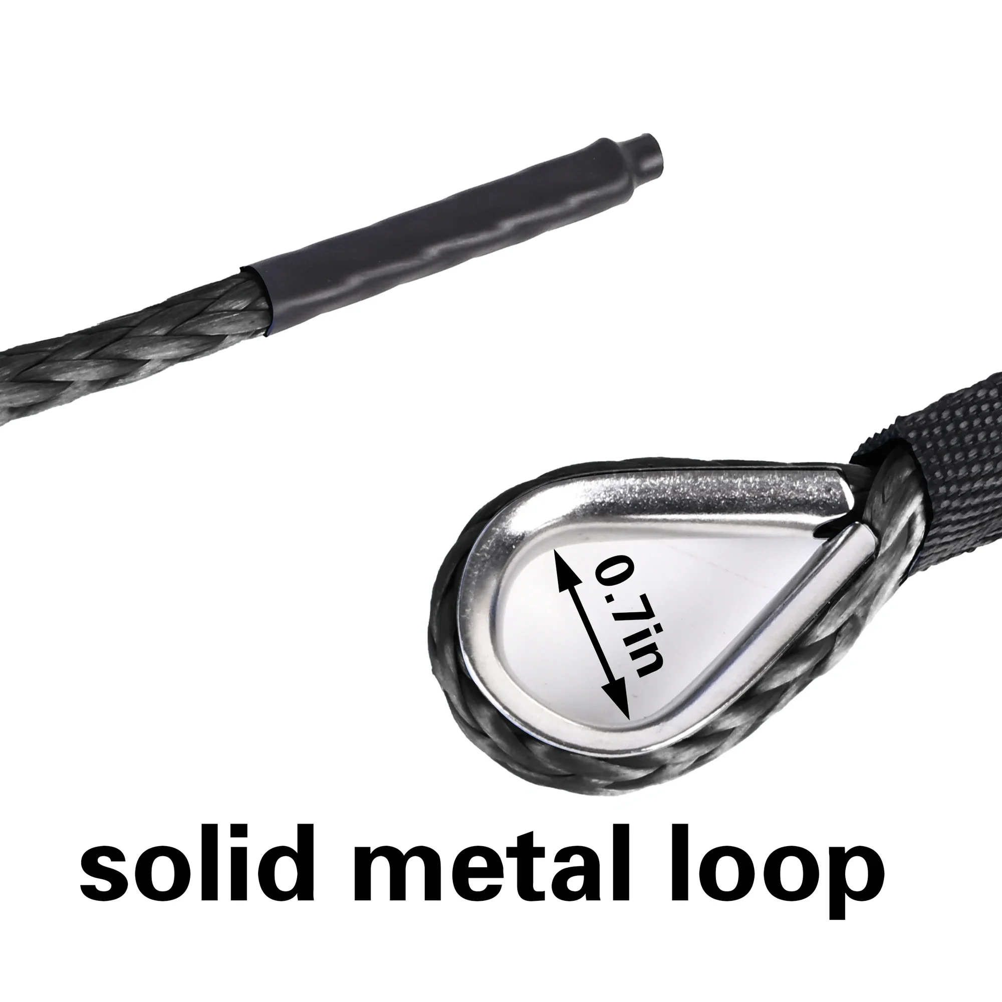 Corda sintetica per verricello 6 mm x 15 m, resistenza alla trazione di 7700 libbre, con manicotto protettivo, cinghia di sicurezza per ATV, UTV