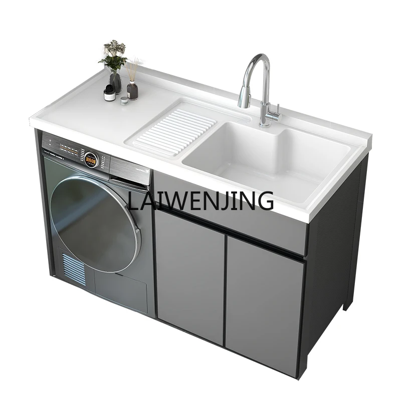 SGF space aluminum washing machine cabinet drum laundry pool countertop with rubbing board integrated