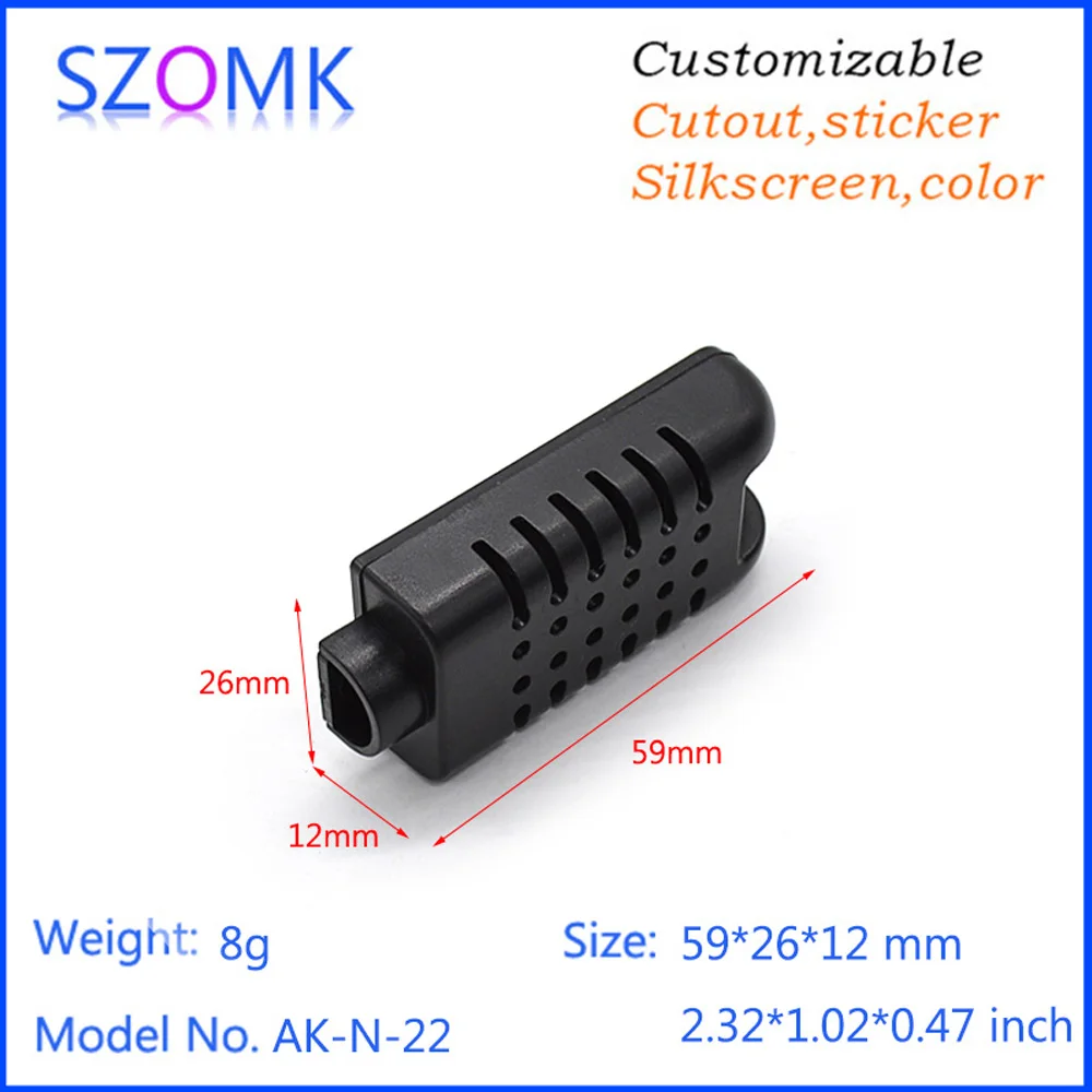 10 Pieces 59*26*12 mm SZOMK Hot sales humidity sensor instrument enclosure abs electronics plastic enclosure project box