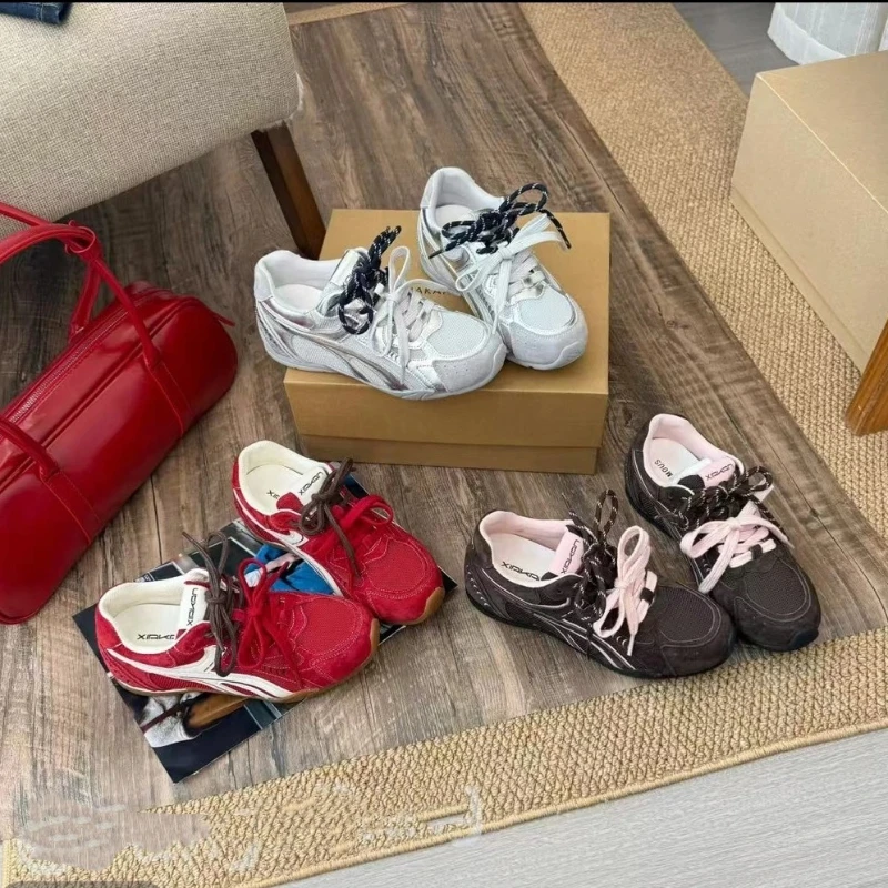 

2025 Women's Version Thick Bottom High Top Sneakers Fashionable All-Season Running Shoes round Toe Low Heel Breathable