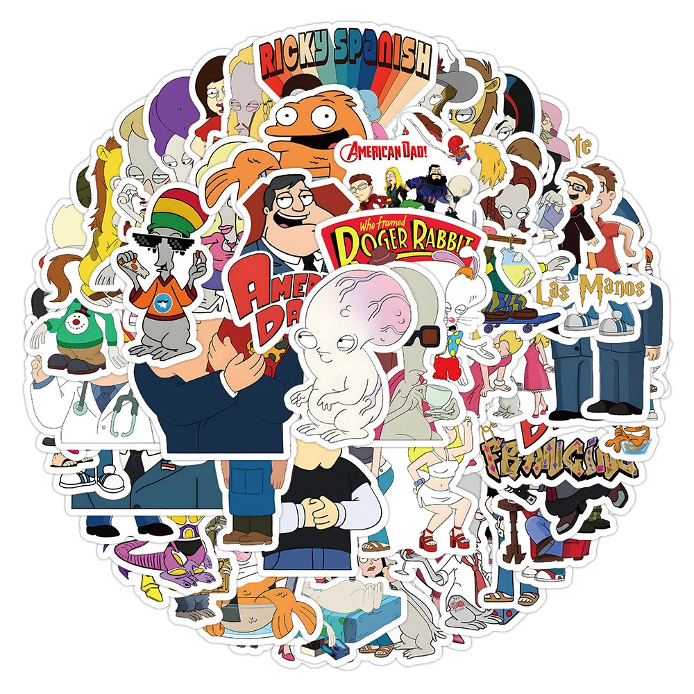 10/30/60pcs Disney Cartoon American Dad Stickers Decals Waterproof Graffiti Skateboard Laptop Motorcycle Cool Kids Sticker Toys