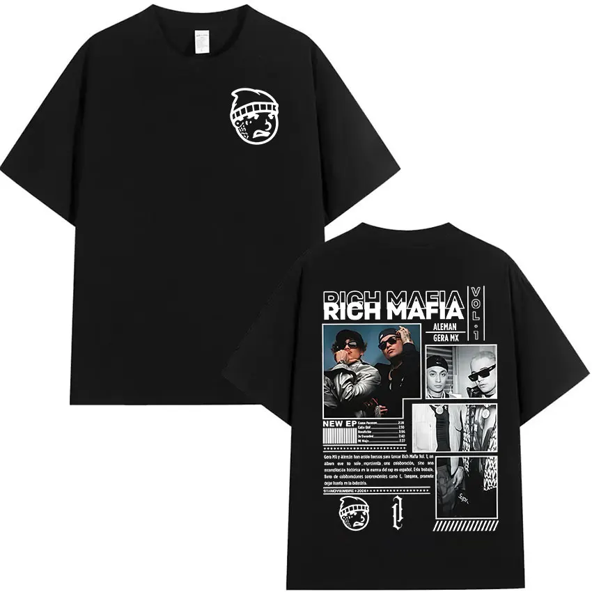 Camiseta gráfica de rapero POCH MAFIA ALEMAN GERA MX Tour 2025, ropa de marea de Hip Hop para hombre, camisetas de manga corta, camiseta gótica Retro