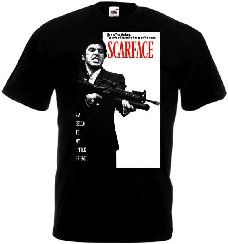 Scarface Al Pacino Movie Poster Men T-Shirts Hip Hop Clothing T Shirt Gym T Shirts Black Of White