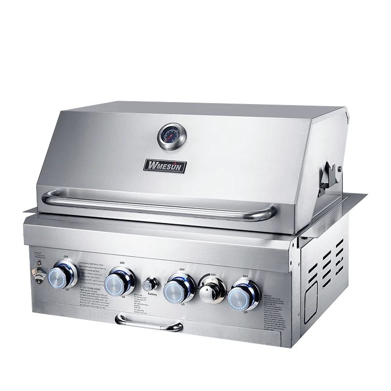 Outdoor Kitchen Built-in Gas BBQ Grill 5 Burner With Thermometer Full Stainless Steel