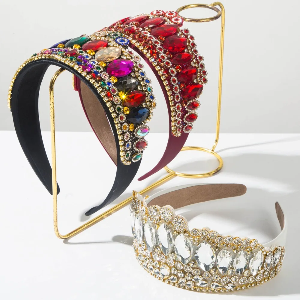 

Роскошные ободки для волос с полным покрытием стразами, нескользящие, суперблестящие, в виде короны, обруч для волос, аксессуары для волос