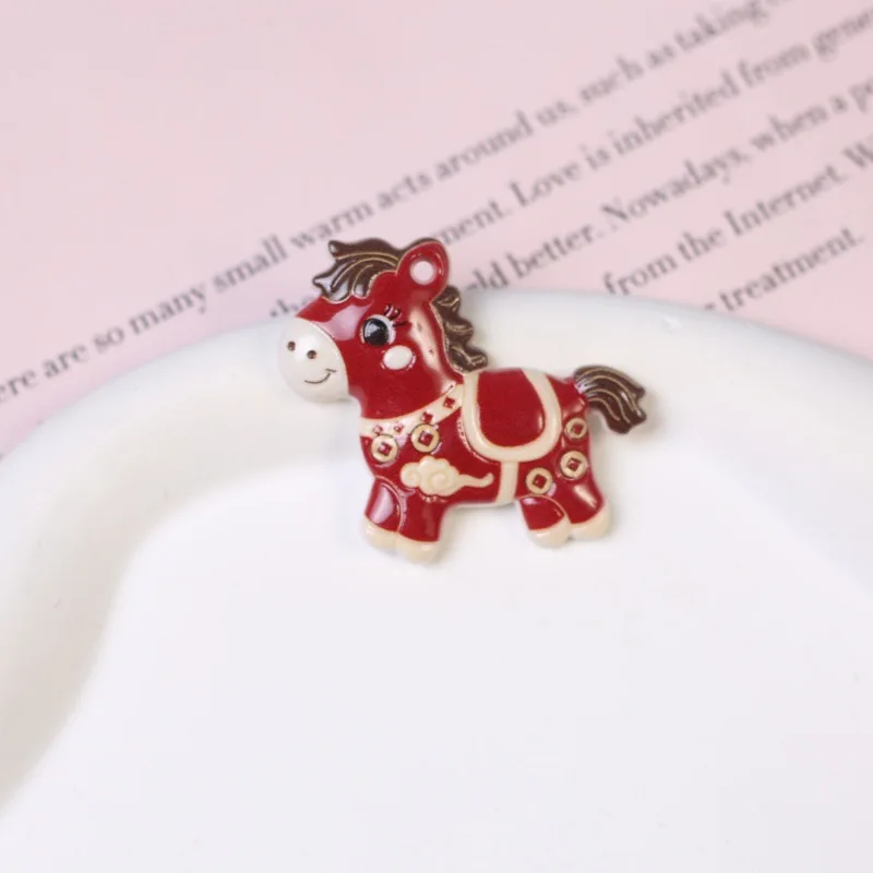 Chinese Style Colorful Horse Acrylic Charms, Cartoon Pony DIY Accessories for Hair Clips, Phone Case, Shoe Decorations & Keychai