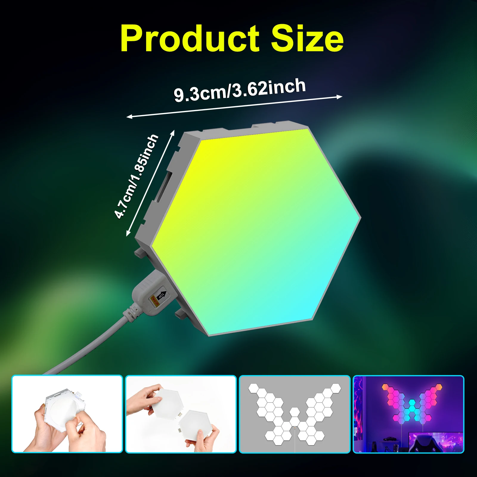 FIVEMI Smart LED Hexagon Light Panels RGB Modular Wall Lights with APP Remote Control Music Sync DIY Shape Hex Lights USB Powered Gaming Bedroom TV Backdrop Decor view 8