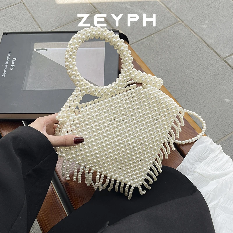 

Zeyph Tassel Edge Pearl Designer 2025 Women s Medium Tote Bag Dinner Bag Pearl Bag Crossbody Bag