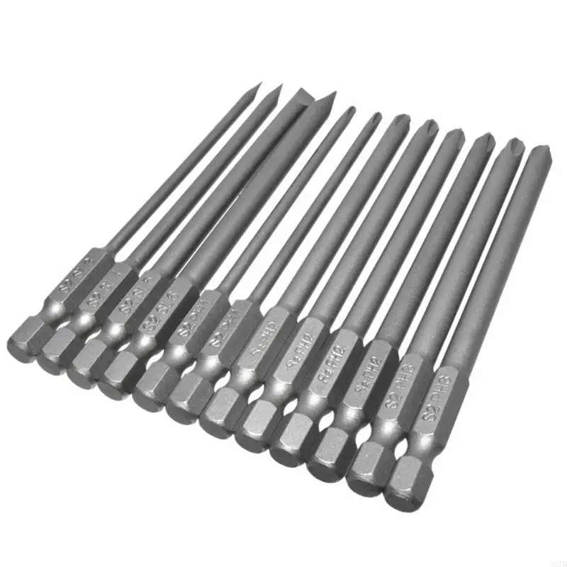 367D 12pcs/set Alloy Steel S2 Slotted Phillips Screwdriver Drill Bits Magnetic for He