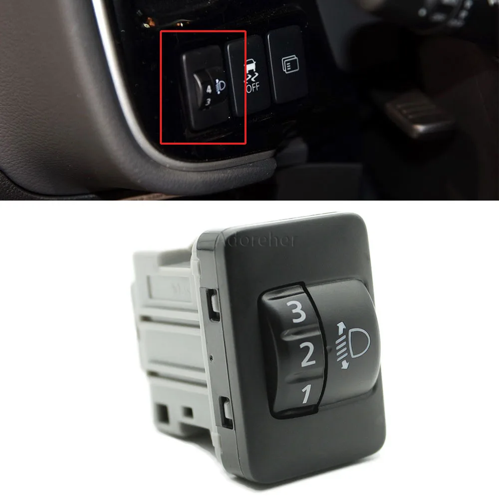 For Mitsubishi Eclipse Cross Outlander Xpander 2015 2016 Headlight Level Adjustment Button Switch High Low Selection Button