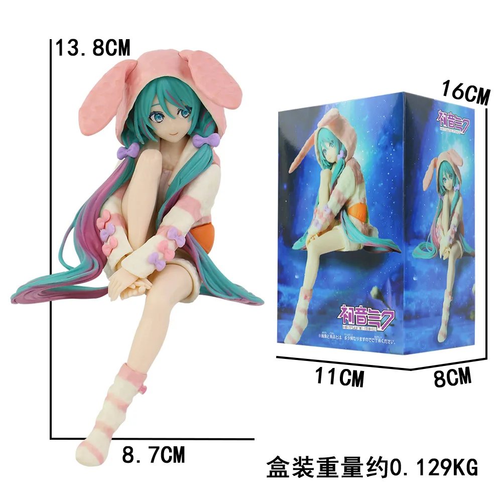 กล่องใหม่อะนิเมะ Hatsune Miku กระต่ายหูชุดนอนสาวสวย Kawaii ตัวเลข PVC ของเล่นตุ๊กตาเครื่องประดับของขวัญ