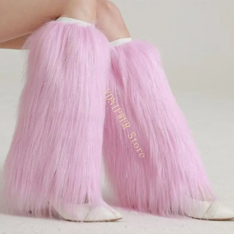 Warm Plush Leg Sleeves Thermal Protective Christmas Leg Warmer For Cold Weather D08E