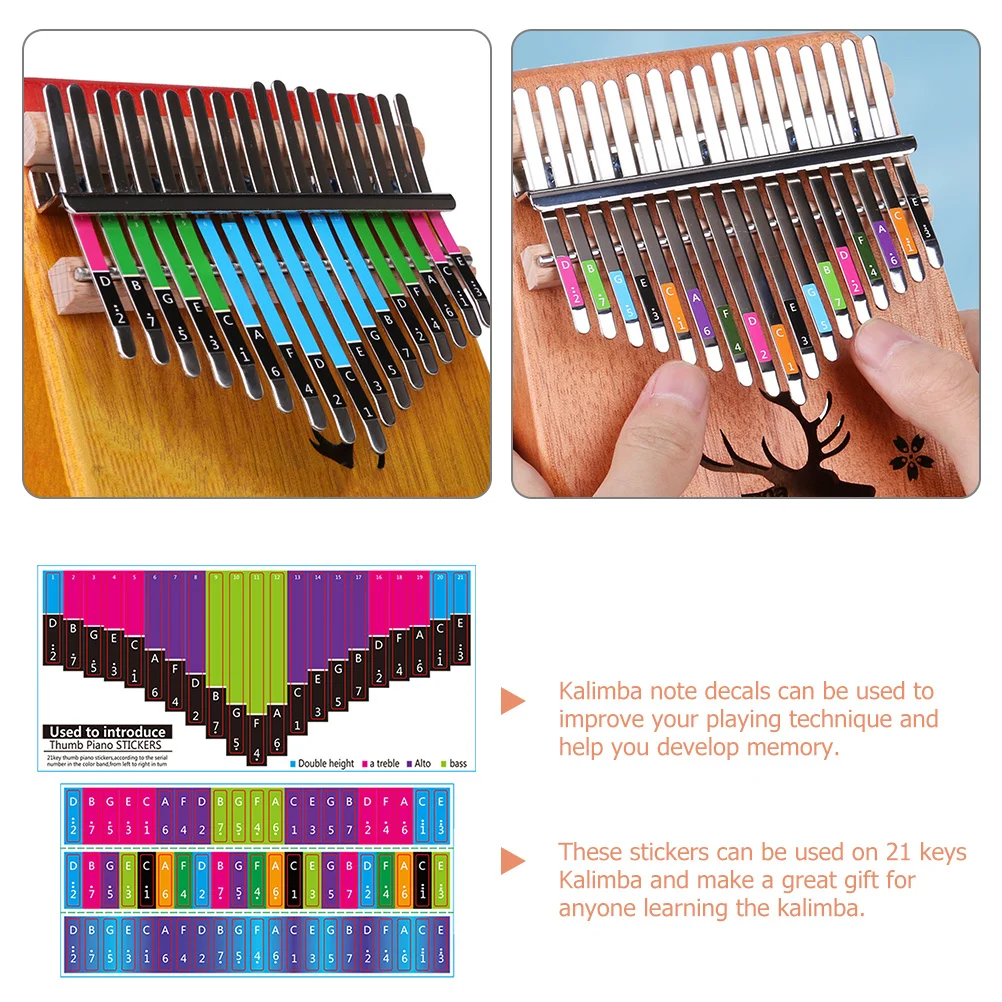 

2Pcs Kalimba Note Stickers 21 Tone Instrument Decals Perfect Gift for Children Beginners Seasoned Players Kalimba Note Stickers
