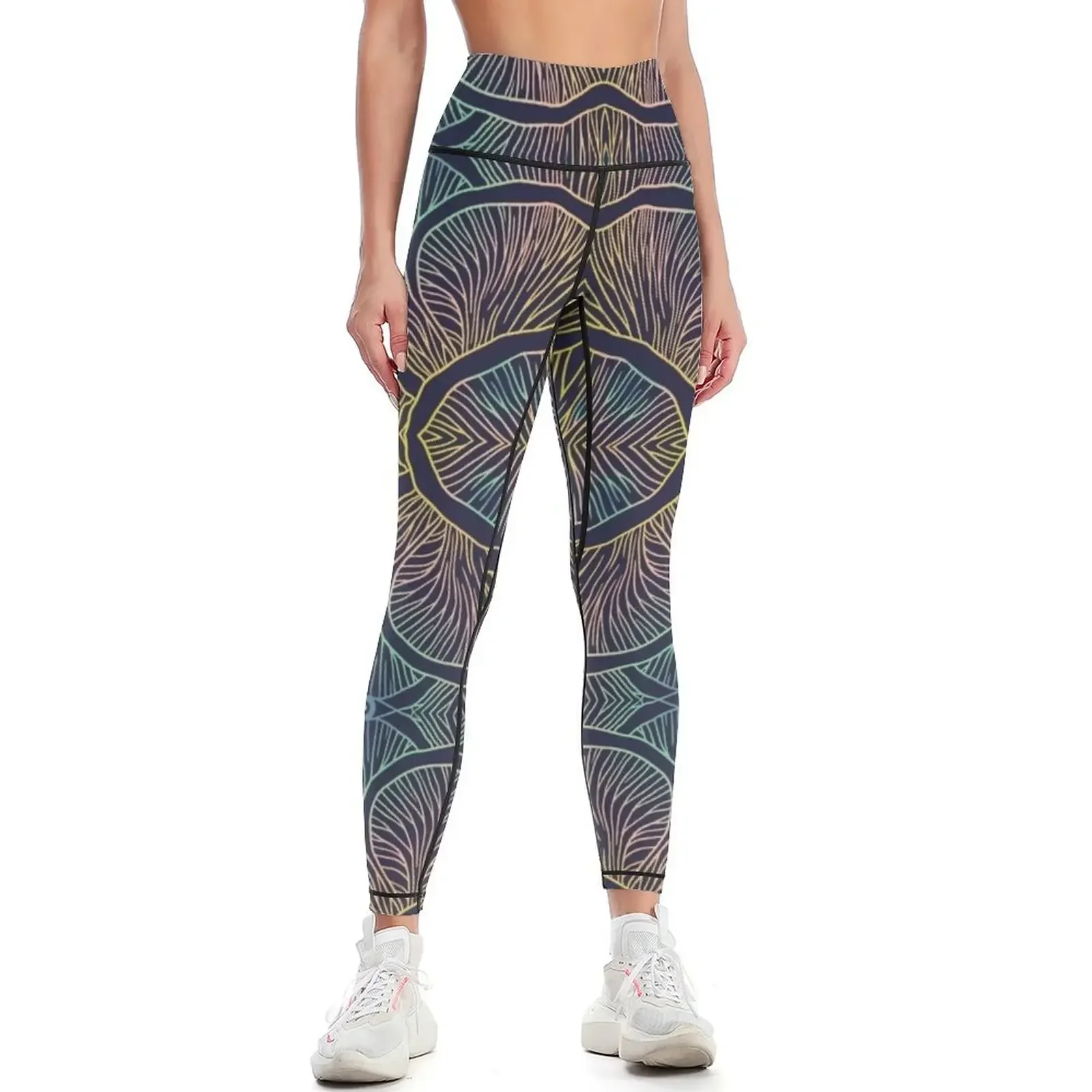 

Mushroom gills in gold Leggings Women's gym push up fitness gym top Women's sportswear Womens Leggings