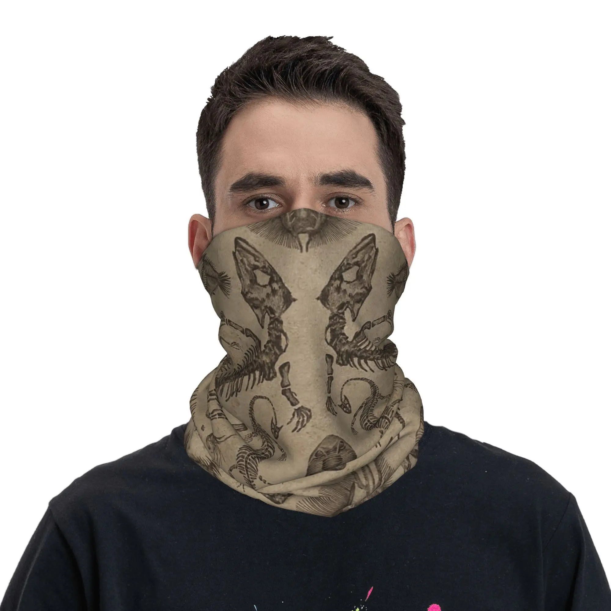 Dinosaur Fossil Halloween Bandana Neck Gaiter Printed Face Scarf Warm Face Mask Cycling For Men Women Adult