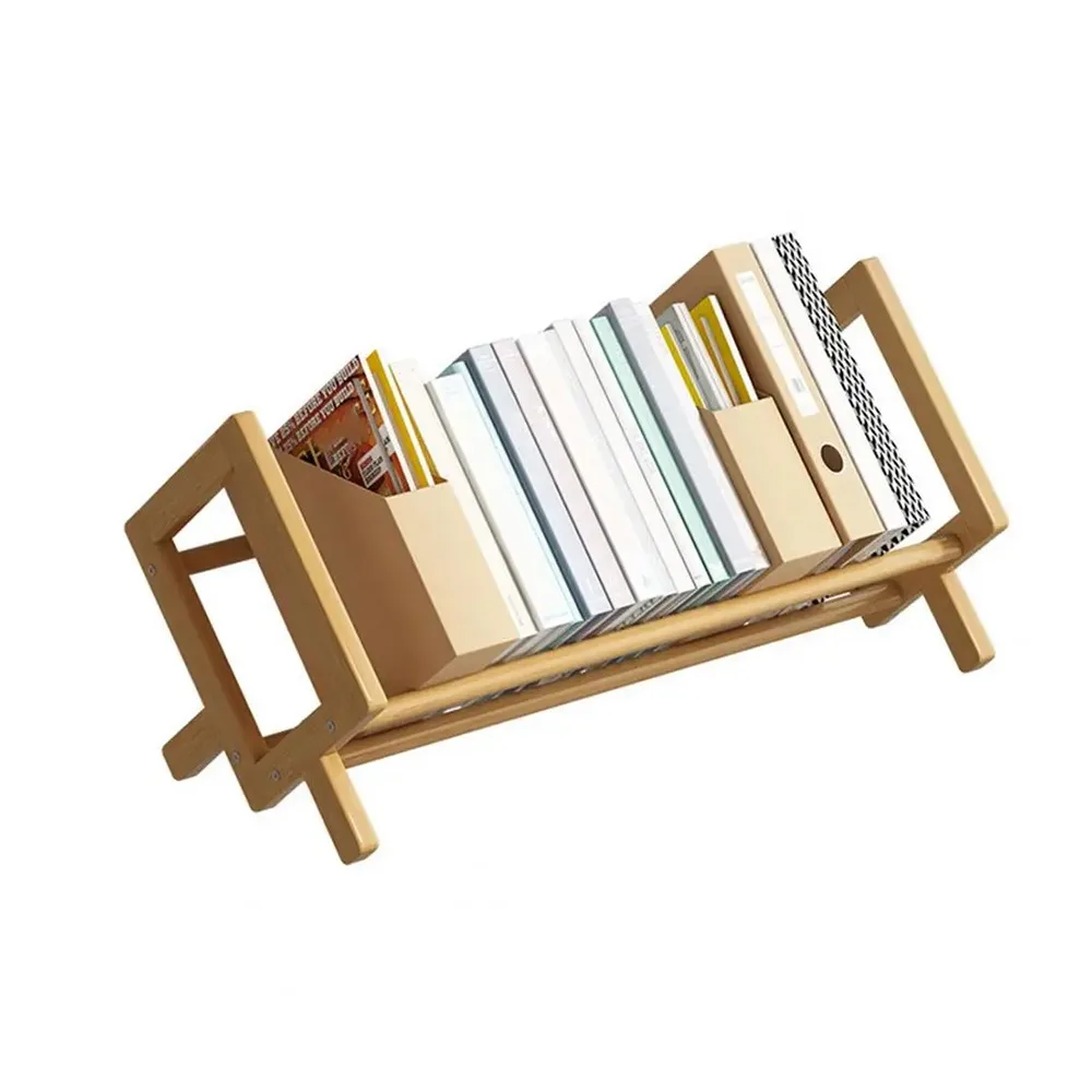 Burr Free Wood Book Display Shelf Bamboo Quick Assembly Desktop Bookshelf Space Saving Convenient Magazine Storage Rack Student
