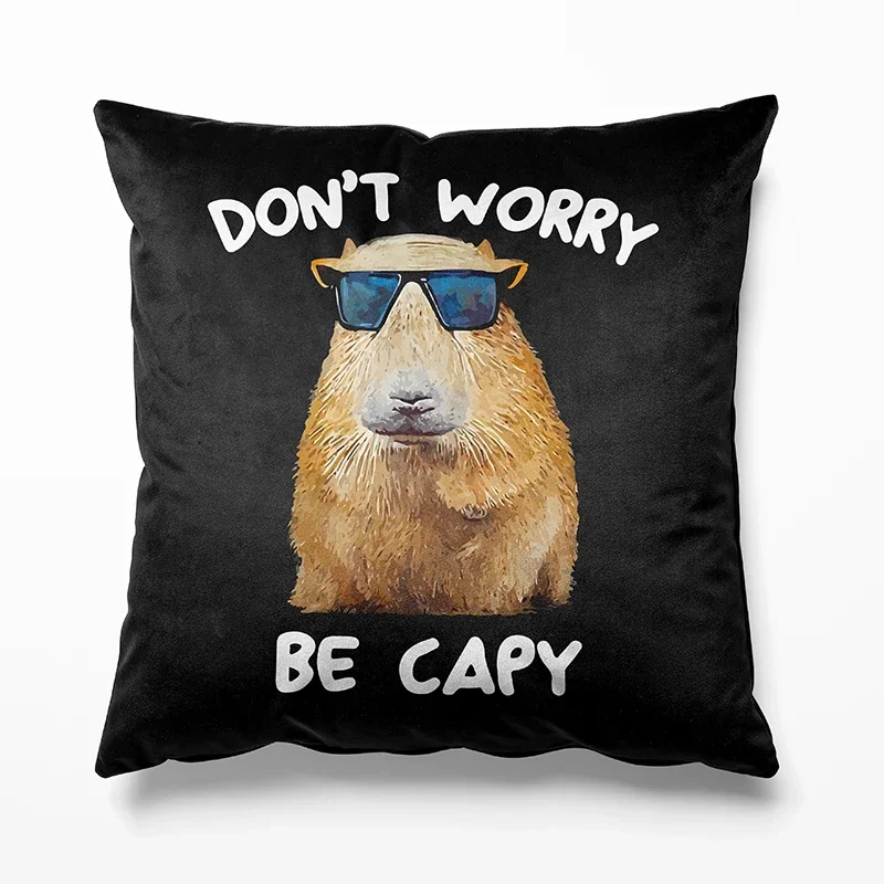 Aertemisi Capybara Dont Worry Be Capy Funny Rodent Square Throw Pillow Cushion Covers Cases Pillowcases for Sofa 45cm x 45cm