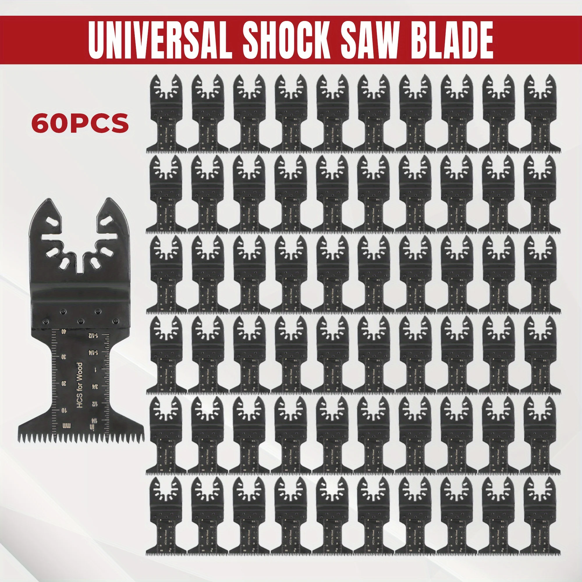 

60-Piece Carbon Steel Oscillating Tool Blade Set - 1-3/4" to 3-1/2" Multi-Size Saw Blades，Wavy Serrated Edge Design