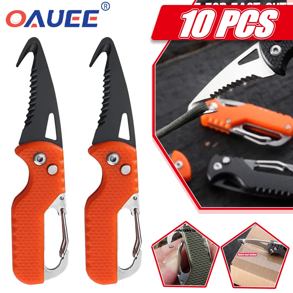 

Portable Express Parcel Knife Stainless Fast Serrated Hook Knife For Outdoor Camping Carry-on Unpacking Keychain Folding Cutter