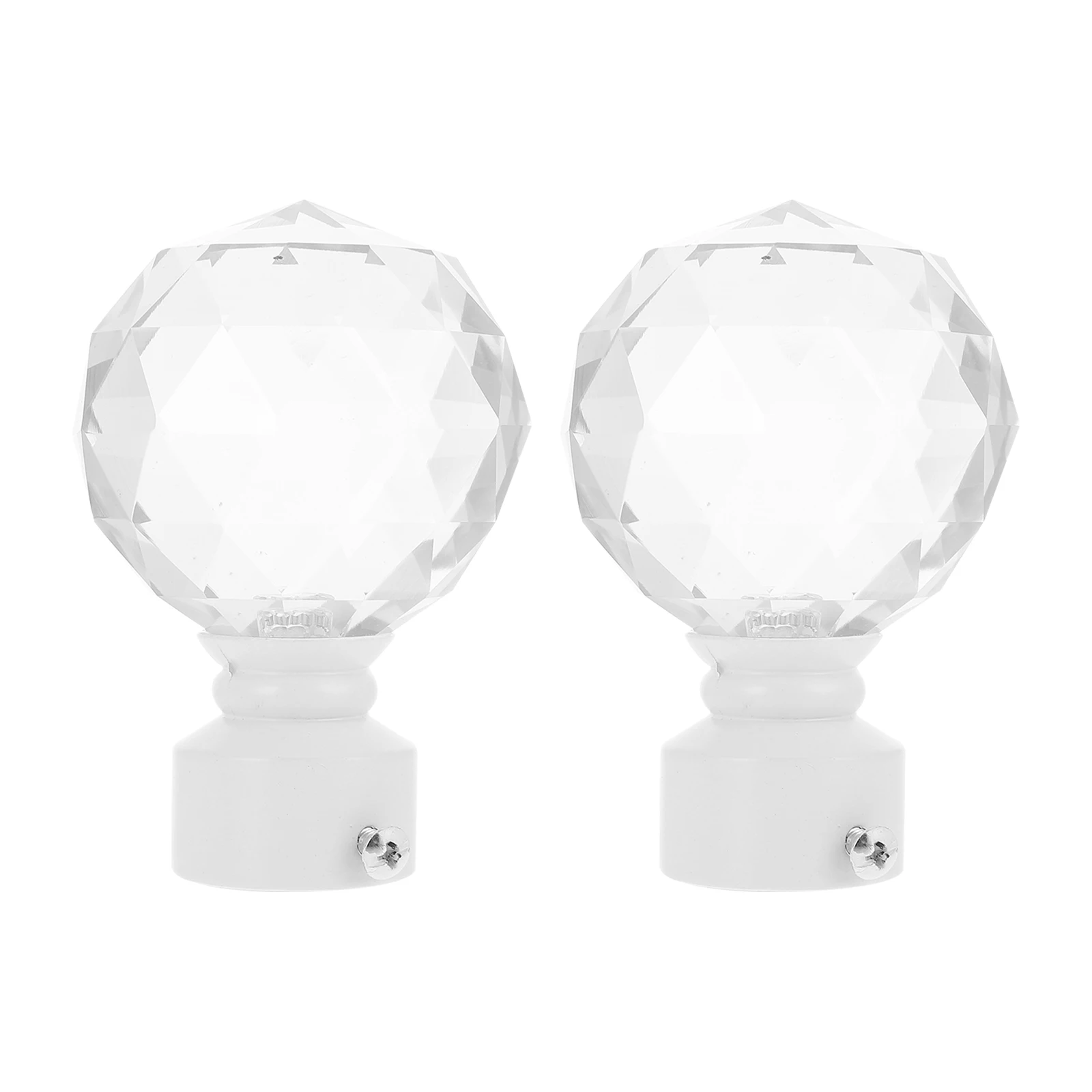 

2 Pcs Curtain Rod Decorative Head Finials Iron Crystal Material Home Window Accessories Room Bedroom