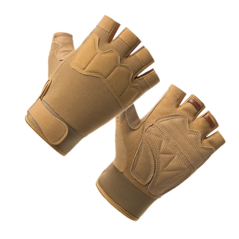 زوج واحد من قفازات نصف أصابع غير قابلة للانزلاق لركوب الدراجات واللياقة البدنية وصالة الألعاب الرياضية ودراجة الطرق قابلة للتنفس ومريحة ومضادة للرجال باللون البني #5