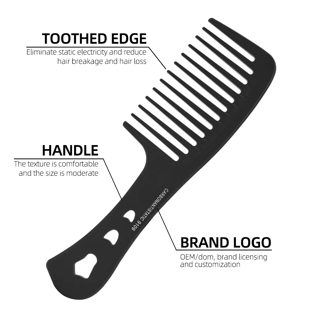 Antistatic Extra-Thick Wide-Tooth Comb, Heat-Resistant Detangling Comb for Curly Wet Hair, Professional Hair Styling Accessories