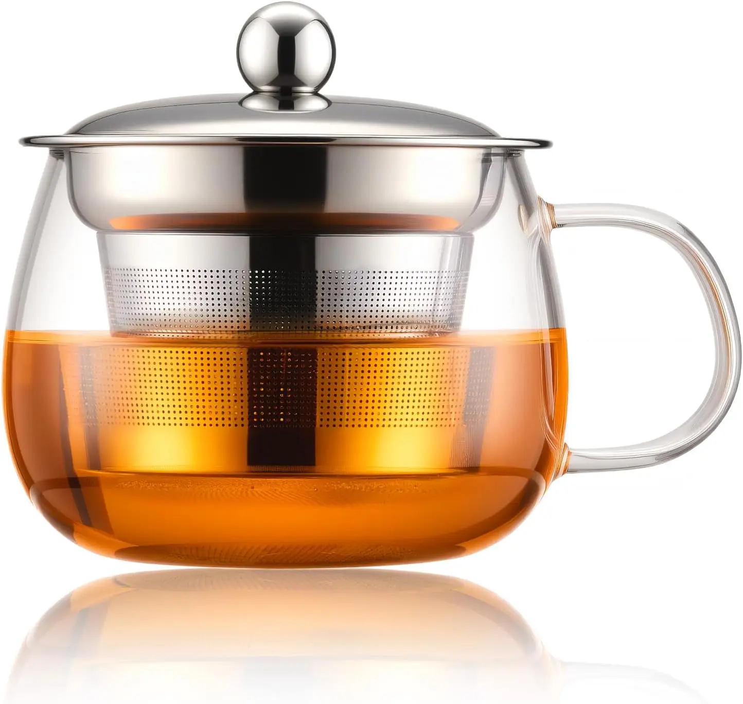 Taza de Té de Vidrio Resistente al Calor con Infusor, Tapa y Filtro Fino para Té de Hojas Sueltas y Té en Flor