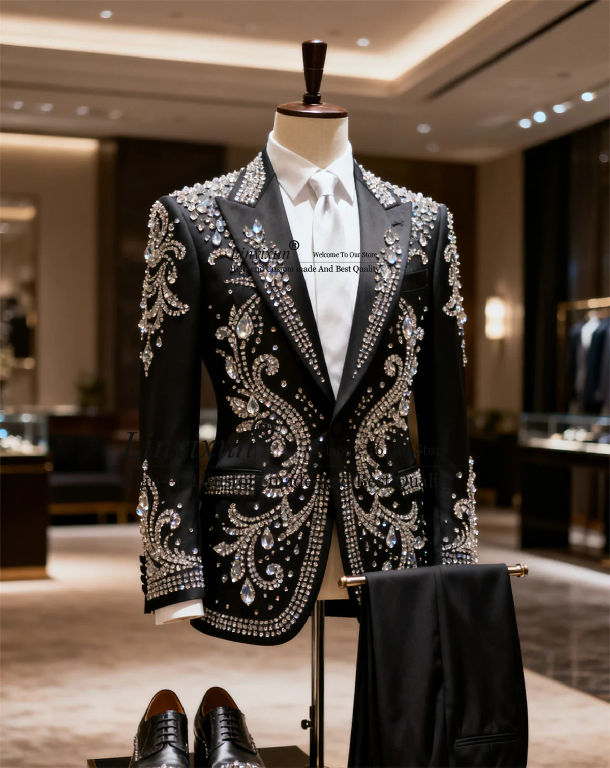 

Мужские костюмы Sparkly Stons Diamond, приталенные свадебные смокинги для жениха, комплекты из 2 предметов, мужские пиджаки для выпускного вечера по индивидуальному заказу, trajes para hombre
