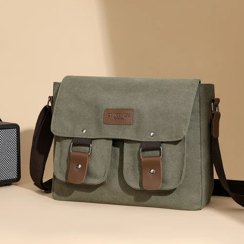 Imagen 2 del producto Bolso bandolera informal de lona neutra con tapa abatible de gran capacidad