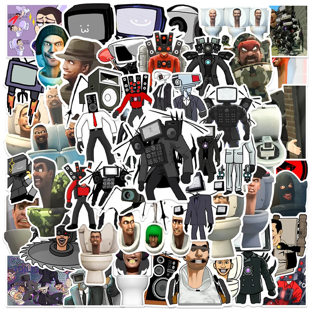 10/30/50 Stück Cartoon Skibidi Toilet Cameraman Aufkleber Anime-Spiel-Sticker DIY Laptop Handy Helm Fahrrad Coole Graffiti-Aufkleber Spielzeug