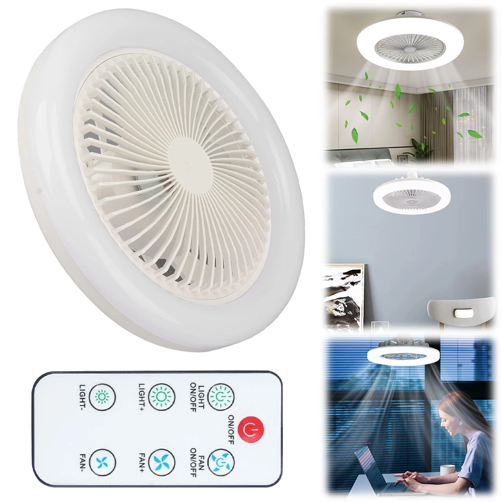 Ventilateur de plafond à profil bas avec télécommande, ventilateur de plafond encastré, 3 vitesses de vent, ventilateur à intensité variable pour chambre à coucher