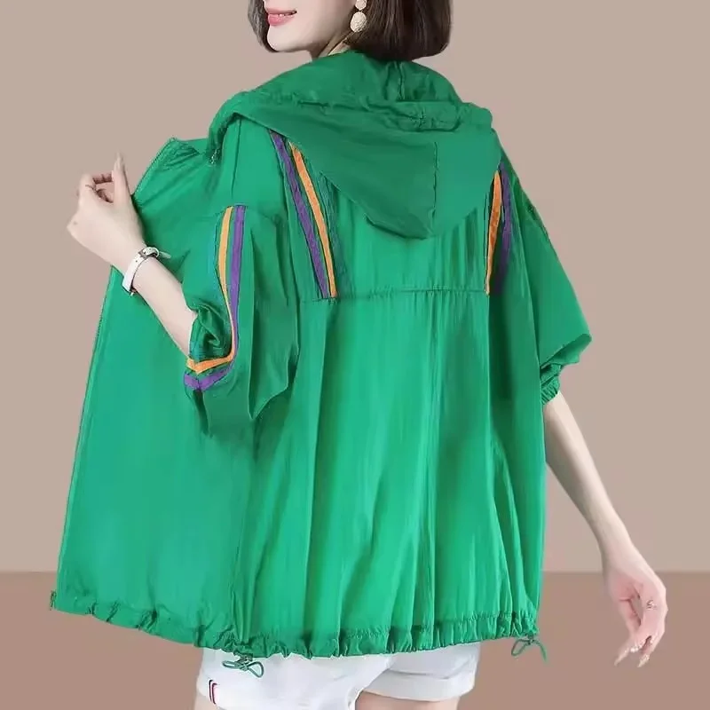 

Новая летняя модная женская куртка в Корейском стиле с капюшоном, свободная тонкая солнцезащитная одежда с длинными рукавами, женская ветровка, верхняя одежда