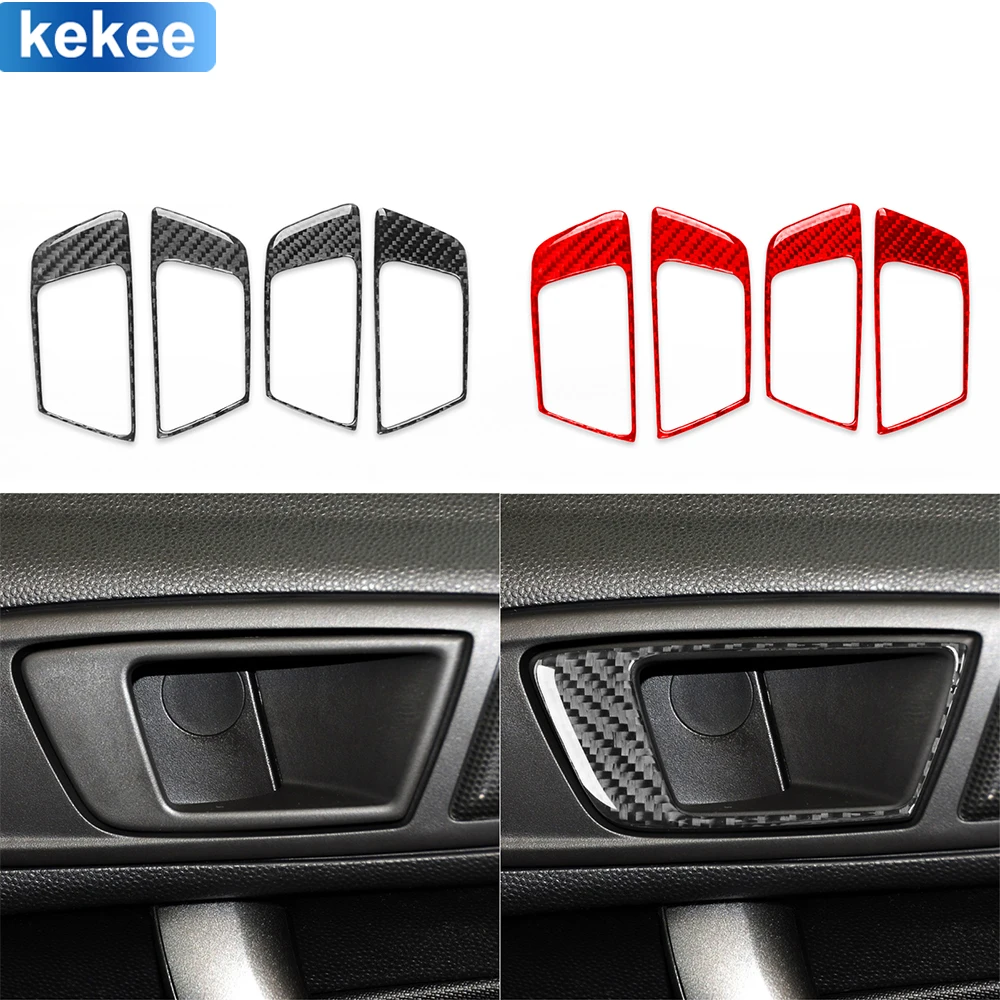 

For Ford Fiesta 2011 2012 2013 2014 2015 2016 2017 2018 2019 Door Handle Frame Real Carbon Fiber Sticker Car Interior Accessorie