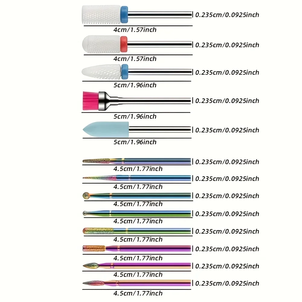 13pcs Professional Ceramic Nail Drill Bit Set with Box Electric Manicure Nail File Bit for Acrylic Gel Nails and Cuticles Drills