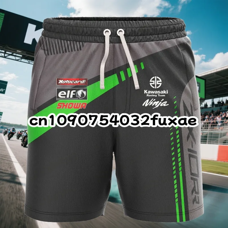 

New 2026 Kawasaki Racing Motorcycle Racing Enthusiasts Men and Women's Summer Shorts Breathable Casual Speed Drying Beach Pants