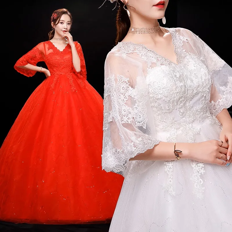 

XXN-108#White and Red Wedding Dresses Ball 2024 New Bride Luxury Plus Size Free Customization Cheap Wholesale Manufactor China