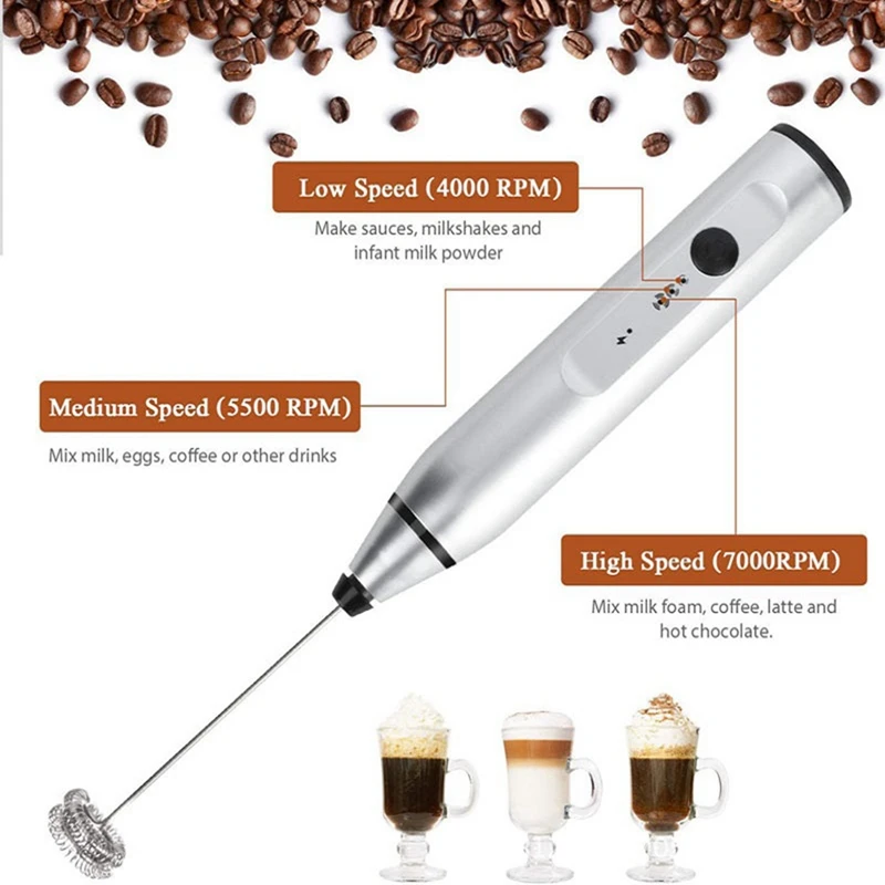 Electric Milk Frothers Handheld Wireless Blender USB Mini Coffee Maker Whisk Mixer Cappuccino Cream Egg Food Blender