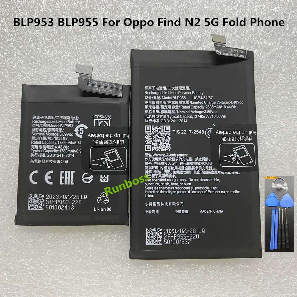 

High Quality BLP953 BLP955 Battery For Oppo Find N2 5G Fold Phone Batteria