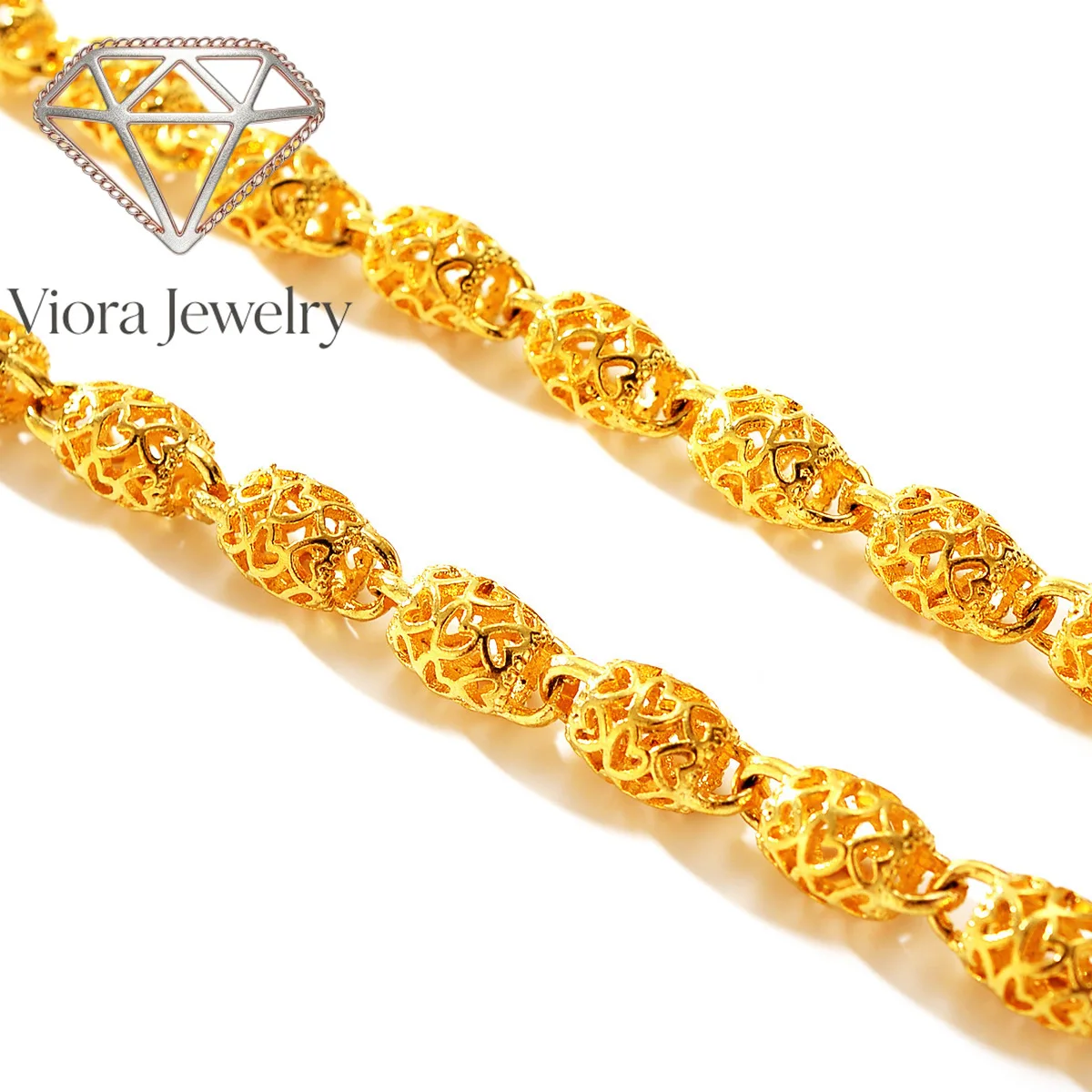 Viora Jewelry Premium 9999 Dragon Year Gold Necklace Men's Fashion Binary Hollow Clavicle Chain 24K Real Gold Jewelry Boyfriend