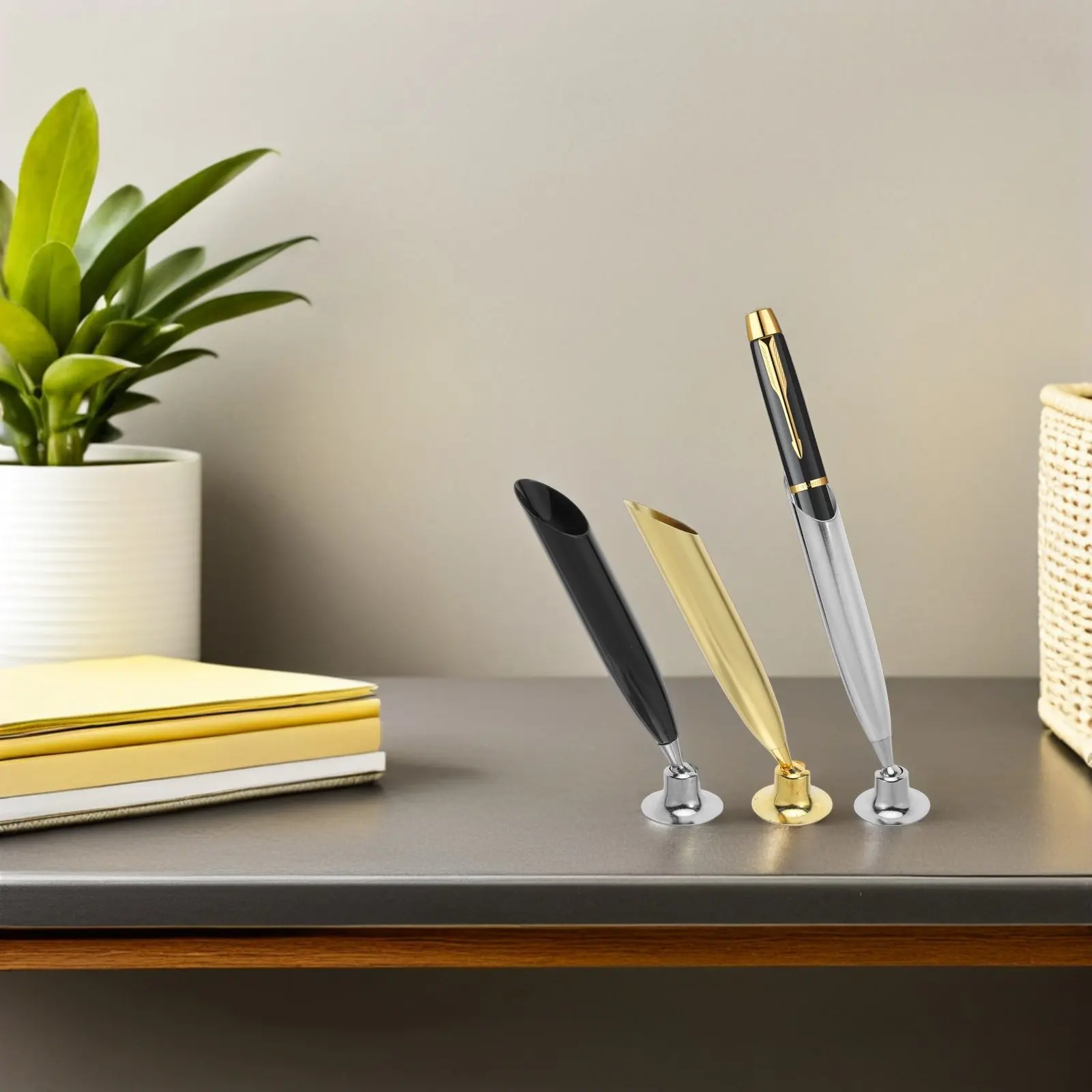 

Набор из 3 подставок для ручек из нержавеющей стали: винтажный декоративный настольный органайзер для перьевых ручек, каллиграфических перьев и канцелярских принадлежностей.