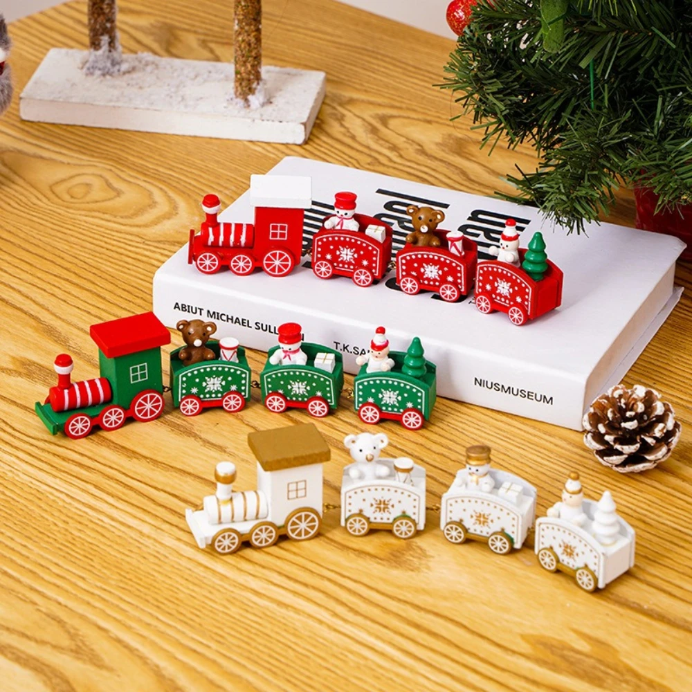 

Christmas Wooden Train Sculpture Merry Christmas Decorations for Home 2024 Xmas Tree Happy New Year Festival Ornament Kids Gift