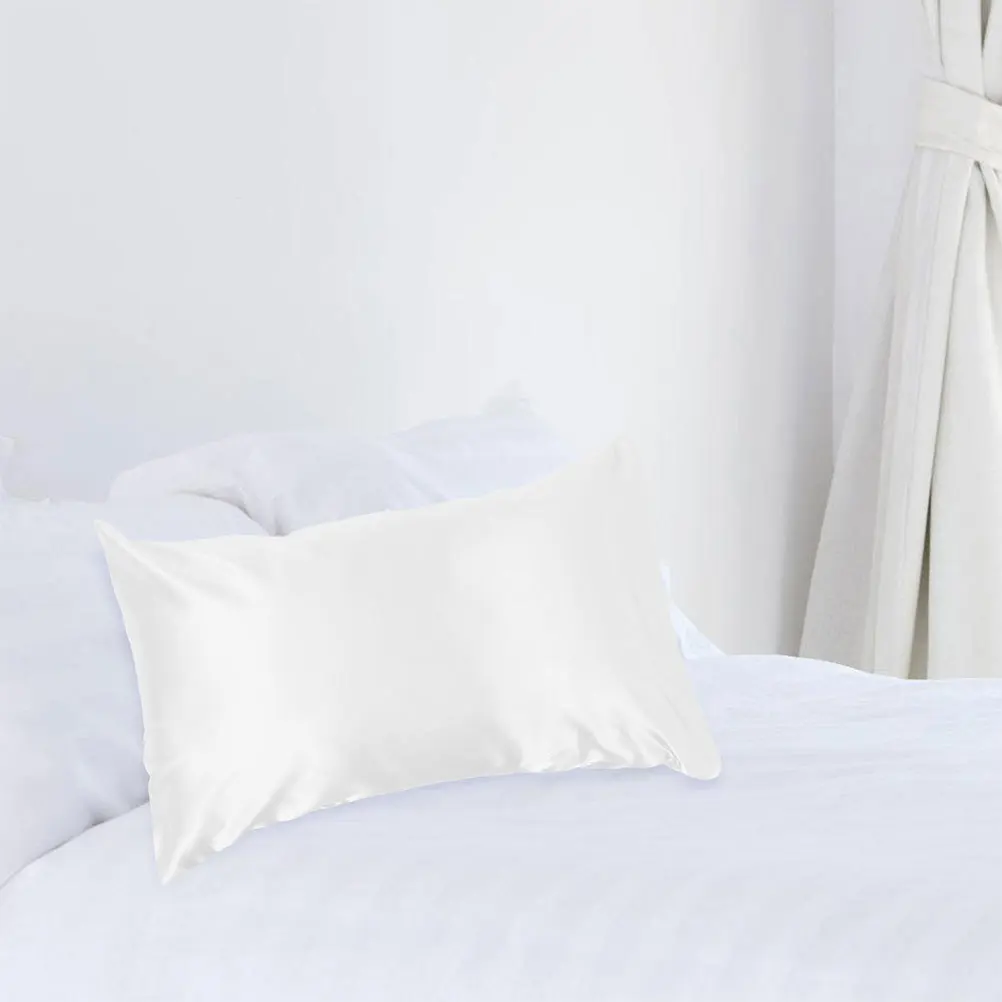 

2Pcs Soft Polyester Faux Silk Pillowcases Solid Color Pillow Covers for Cool Comfortable Sleep Breathable Skin-Friendly Home