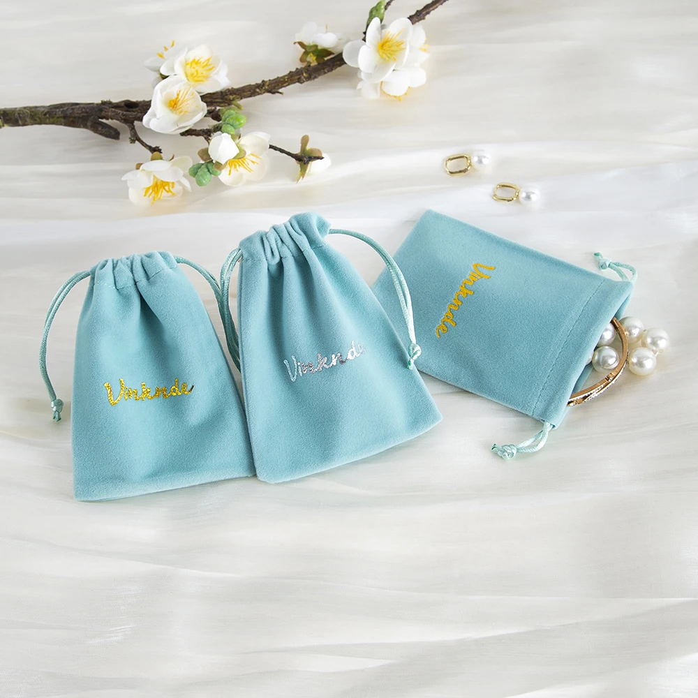 

HotSale 100pcs Custom Printed Logo Shaggy Velvet Pouches Drawstring Dust Gift Bags Jewellery Storage Necklace Glasses Packaging