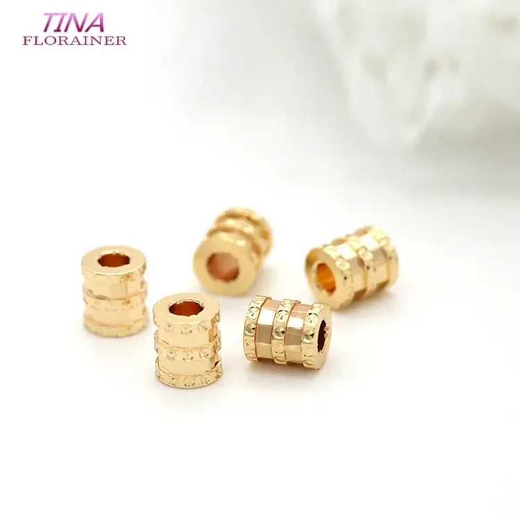 10PCS 6MM 7MM 14K  Gold Color Plated Brass Cylinder Spacer Beads Bracelet Beads High Quality Jewelry Accessories