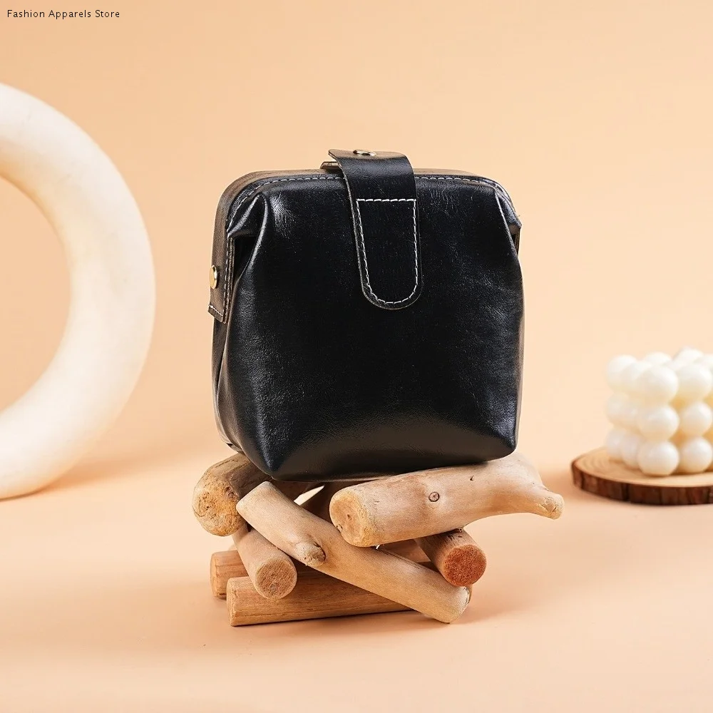 

Кошелек для монет в винтажном стиле из искусственной кожи, однотонный, на кнопке, косметичка, вместительный портативный чехол для наушников