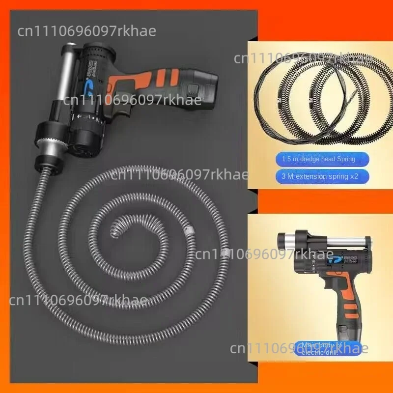 Cordless Electric Drain Cleaner 7.5M 800Rpm Spiral Pipe Snake for Toilet Bathroom Sink Shower - Clog Removal Tool for Sewer